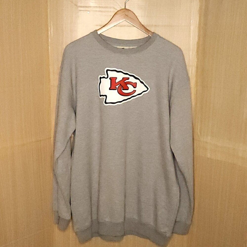 Fanatics Mens New Kansas City Chiefs Grey Logo Sweatshirt 2XLT